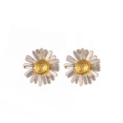 Daisy Stud Earrings in Silver with Gold Plated Detail