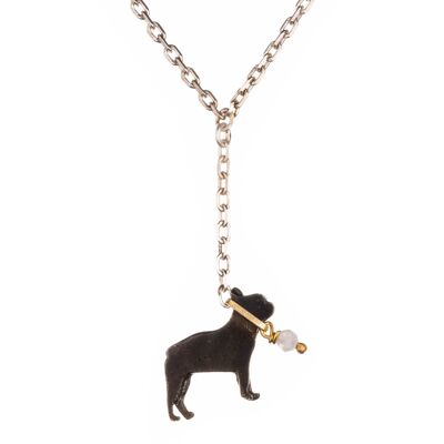 French bulldog on a lead necklace