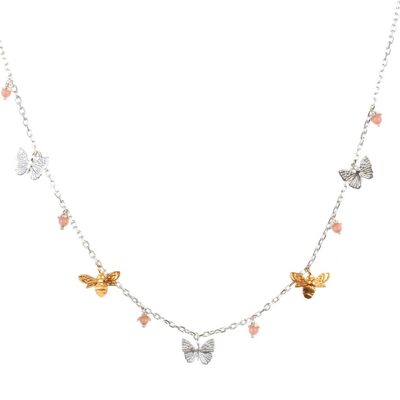 mini bee and butterfly necklace