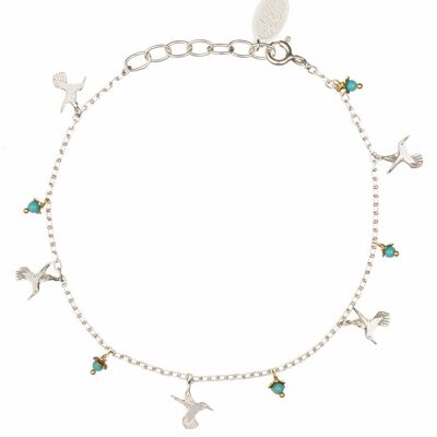 Mini Hummingbird And Flowers Charm Bracelet