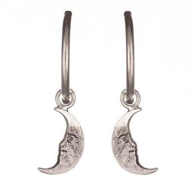 Sterling Silver Handmade Moon Hoop Earrings