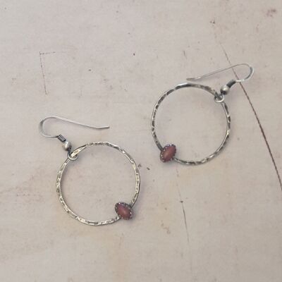 Axé Rhodonite Hoop Earrings 925 Silver