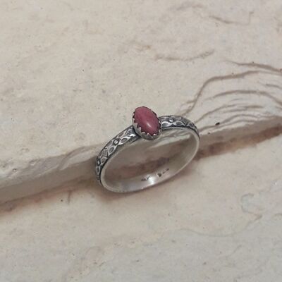 Ethnic Ring Rhodonite Silver 925