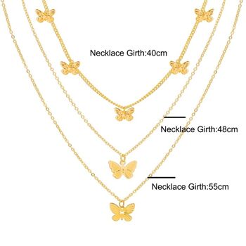 Collier Trois Couches Pendentif Papillon 5