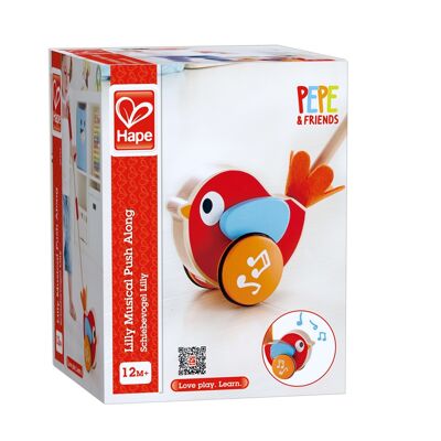 Hape - Wooden Toy - Push Toy - Musical Push Lilly Bird