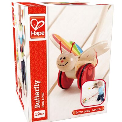 Hape - Wooden Toy - Push Toy - Butterfly Push Toy