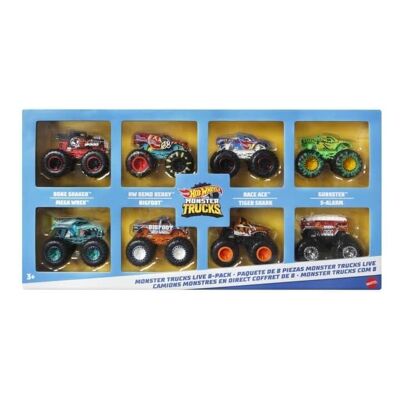 Hot Wheels - Monster Trucks - set di 8 camion giganti, scala 1/64 - HGX21