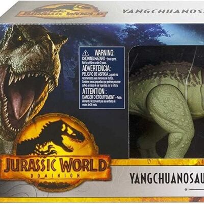 Jurassic World – Die Welt nach 3-Figuren-Box mit Owen Grady, Yangchuanosaurus und blauen Dinosauriern, mit scanbarem DNA-Code – HLP79