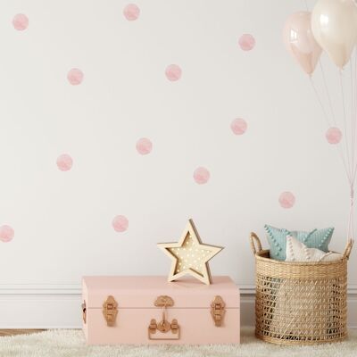 Pink Watercolor Dots Wall Stickers