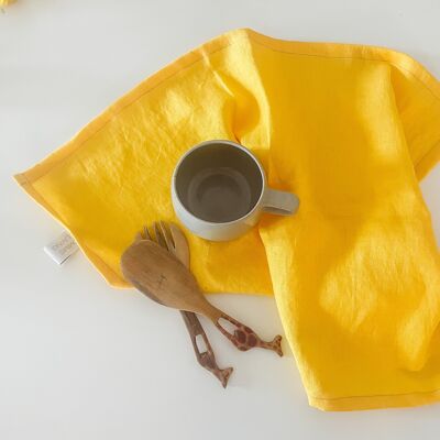Yellow Linen Tea Towel