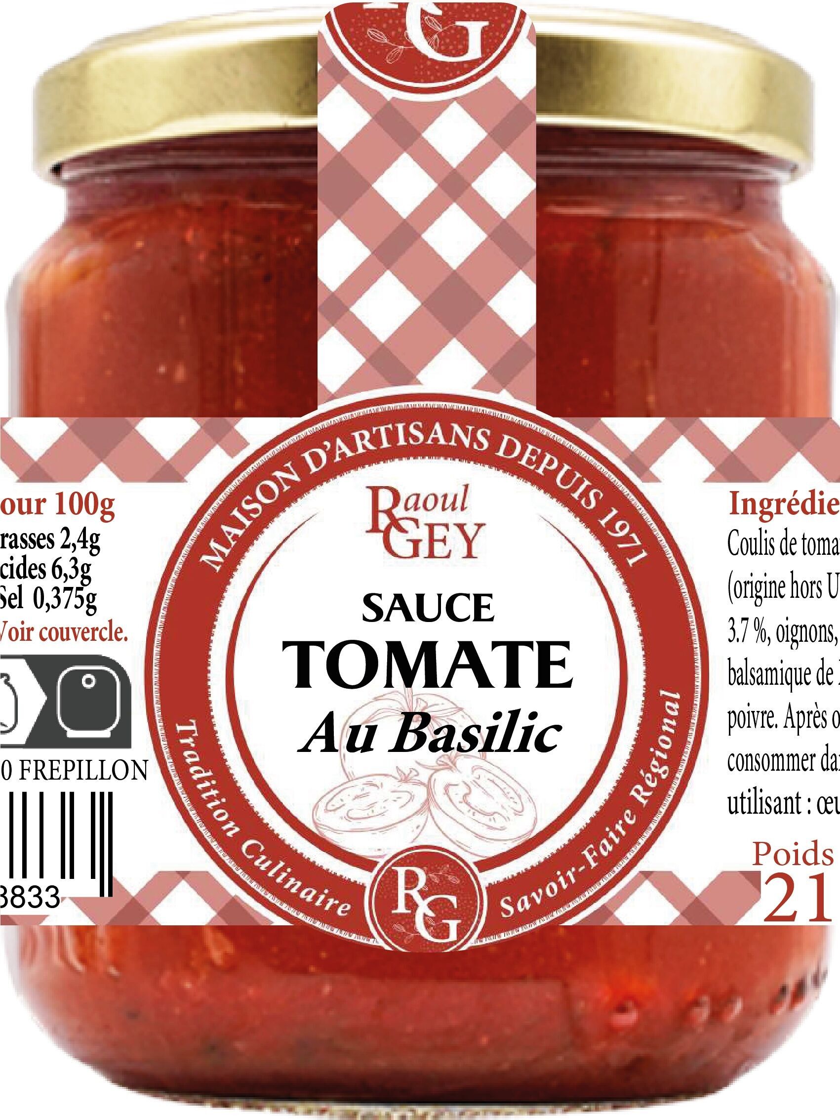 Salsa Di Pomodoro Al Basilico Di La Drome - Raoul Gey - 21cl