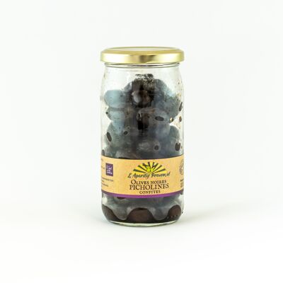 Olives noires Picholines confites FRANCE pot verre 200gr