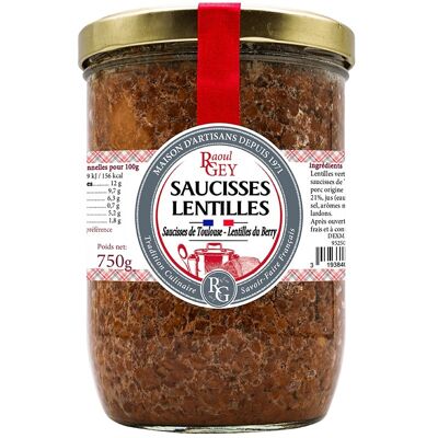 Toulouse Sausages Berry Lentils - Raoul Gey - 85cl