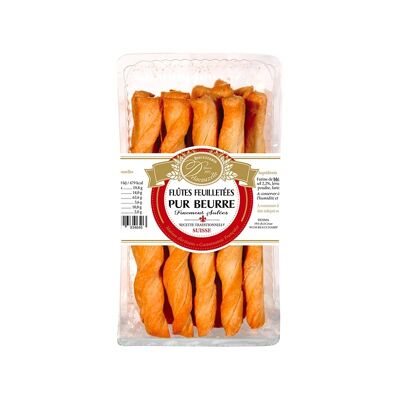 Finely Salted Pure Butter Puff Pastry Flutes - Delavauzelle - 125g