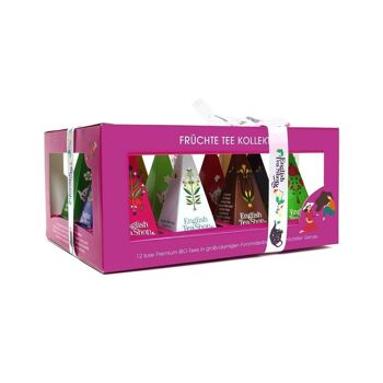 English Tea Shop - Cadeau thé avec nœud "Collection Super Fruit Tea", BIO, 12 sachets pyramidaux avec étiquette Fête des Mères 2