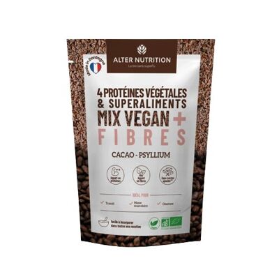 Bio Vegan Protein Flohsamen Kakao – Ballaststoffe - Beutel 200 g