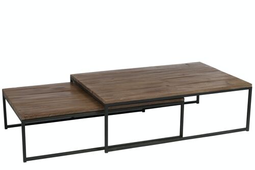SET 2 TABLE SALON BS/MET MAR+NR (120x80x38,5cm)