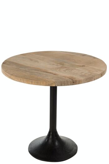 TABLE BAR ROND BOIS/MET NAT/NR (65x65x60cm) 1