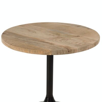 TABLE BAR ROND BOIS/MET NAT/NR (65x65x60cm)