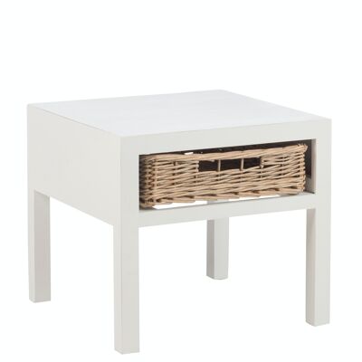 TABLE NUIT+1PANIER BOIS BLANC (50x50x45cm)