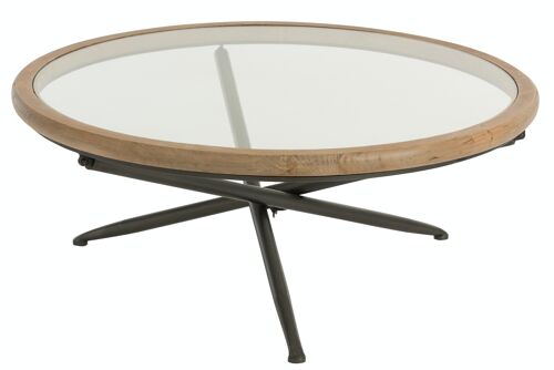 TABLE RONDE BOIS/VERRE MARR L (100x100x40cm)