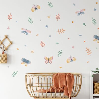 Adesivi murali farfalla acquerello pastello