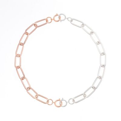 Arena choker necklace (2 bracelets) - silver and rose gold