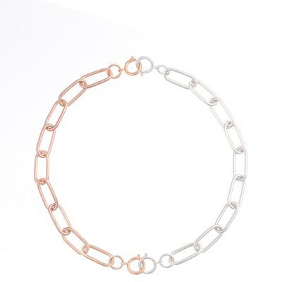 Arena choker necklace (2 bracelets) - silver and rose gold