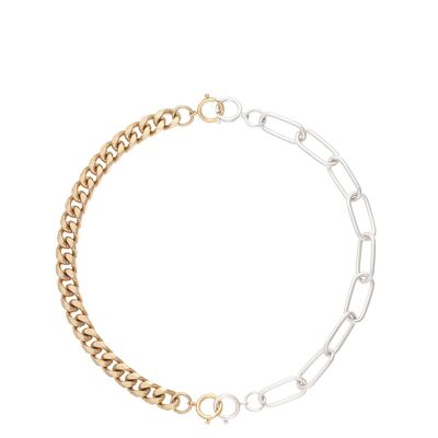 Gladiator choker necklace (2 bracelets) - gold and silver