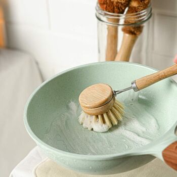 Brosse à vaisselle en bambou (personnalisable) - Brosse de nettoyage de cuisine réutilisable 2