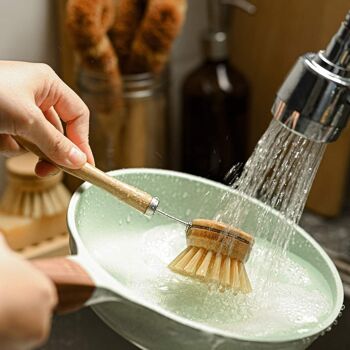 Brosse à vaisselle en bambou (personnalisable) - Brosse de nettoyage de cuisine réutilisable 3