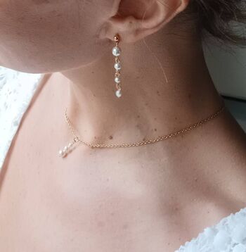 SASHA- Perles d'oreilles pendantes nacrées blanches- bijou mariage, bohème et chic. 1