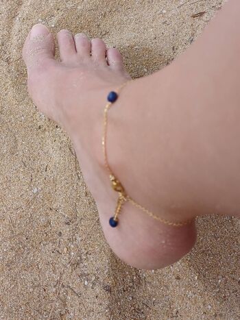 Chaîne de cheville dorée- bracelet de cheville à pierres Lapis-lazuli- pierres bleues- bracelet fin et minimaliste. 2