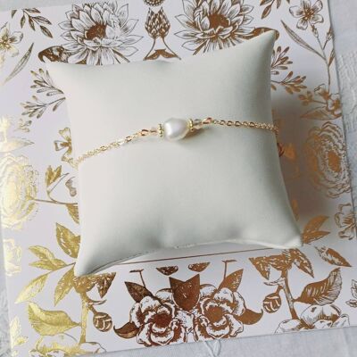 OMBELINE- pulsera de novia con perla irregular de agua dulce- joya bohemia y chic.