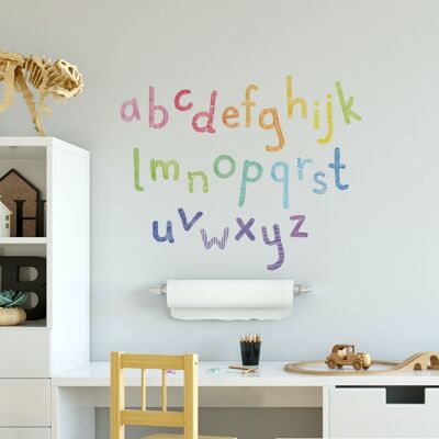 Watercolor Rainbow ABC Wall Stickers. Lowercase letters