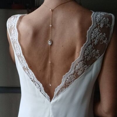 BRIGITTE- Wedding back necklace- removable 2-in-1 back jewel- bridal necklace to dress up a backless dress- bohemian and chic spirit.