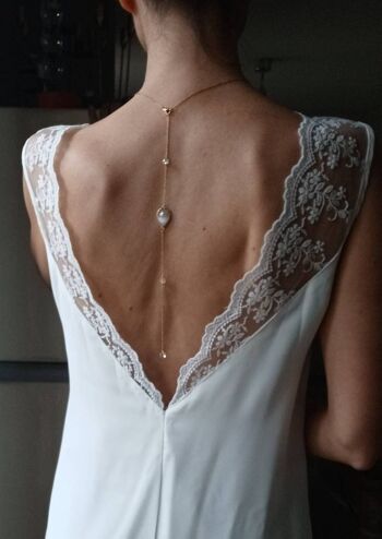 BRIGITTE- Collier de dos de mariage- bijou de dos amovible 2 en 1- collier de mariée pour habiller une robe dos nu- esprit bohème et chic. 1