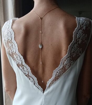 BRIGITTE- Collier de dos de mariage- bijou de dos amovible 2 en 1- collier de mariée pour habiller une robe dos nu- esprit bohème et chic. 4