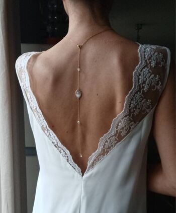 BRIGITTE- Collier de dos de mariage- bijou de dos amovible 2 en 1- collier de mariée pour habiller une robe dos nu- esprit bohème et chic. 6