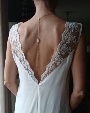 BRIGITTE- Collier de dos de mariage- bijou de dos amovible 2 en 1- collier de mariée pour habiller une robe dos nu- esprit bohème et chic. 5