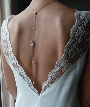 BRIGITTE- Collier de dos de mariage- bijou de dos amovible 2 en 1- collier de mariée pour habiller une robe dos nu- esprit bohème et chic. 3