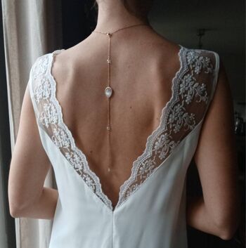 BRIGITTE- Collier de dos de mariage- bijou de dos amovible 2 en 1- collier de mariée pour habiller une robe dos nu- esprit bohème et chic. 9