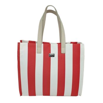 SAC CABAS/HOBO/CABAS EN TISSU D'ÉTÉ AVEC LONGUES POIGNÉES PRATIQUES EN CUIR ET FERMETURE ZIPPÉE - B519 SPIAGGINA 5