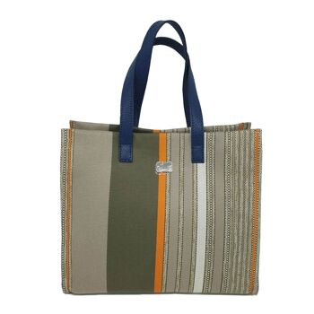 SAC CABAS/HOBO/CABAS EN TISSU D'ÉTÉ AVEC LONGUES POIGNÉES PRATIQUES EN CUIR ET FERMETURE ZIPPÉE - B519 SPIAGGINA 14