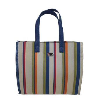 SAC CABAS/HOBO/CABAS EN TISSU D'ÉTÉ AVEC LONGUES POIGNÉES PRATIQUES EN CUIR ET FERMETURE ZIPPÉE - B519 SPIAGGINA 15