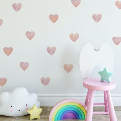 Blush Pink Hearts Wall Stickers