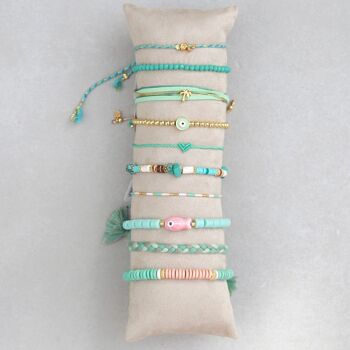 Coussin présentoir 10 bracelets turquoise