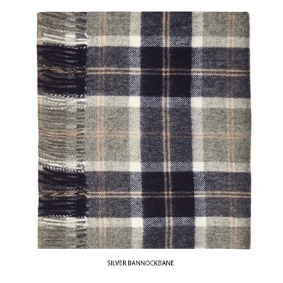 Sciarpa Tartan 100% Cashmere, Bannockbane Argento