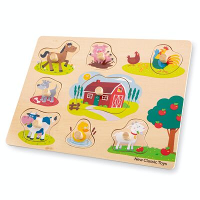 New Classic Toys Steckpuzzle - Farm - 9 teilig