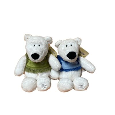 Sweety Toys osito de peluche oso polar 25 cm con chaleco azul y verde surtido
